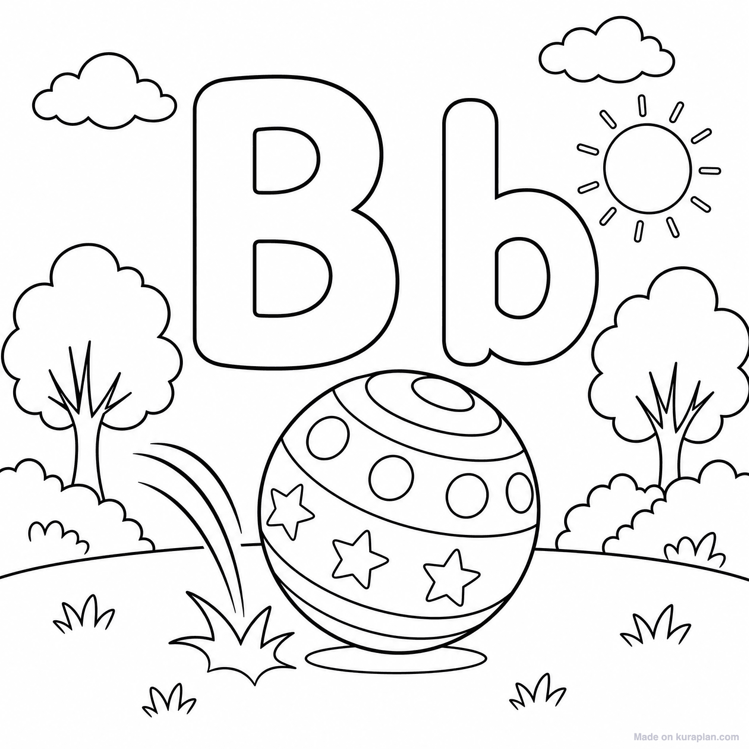 B is for Ball — Coloring Page