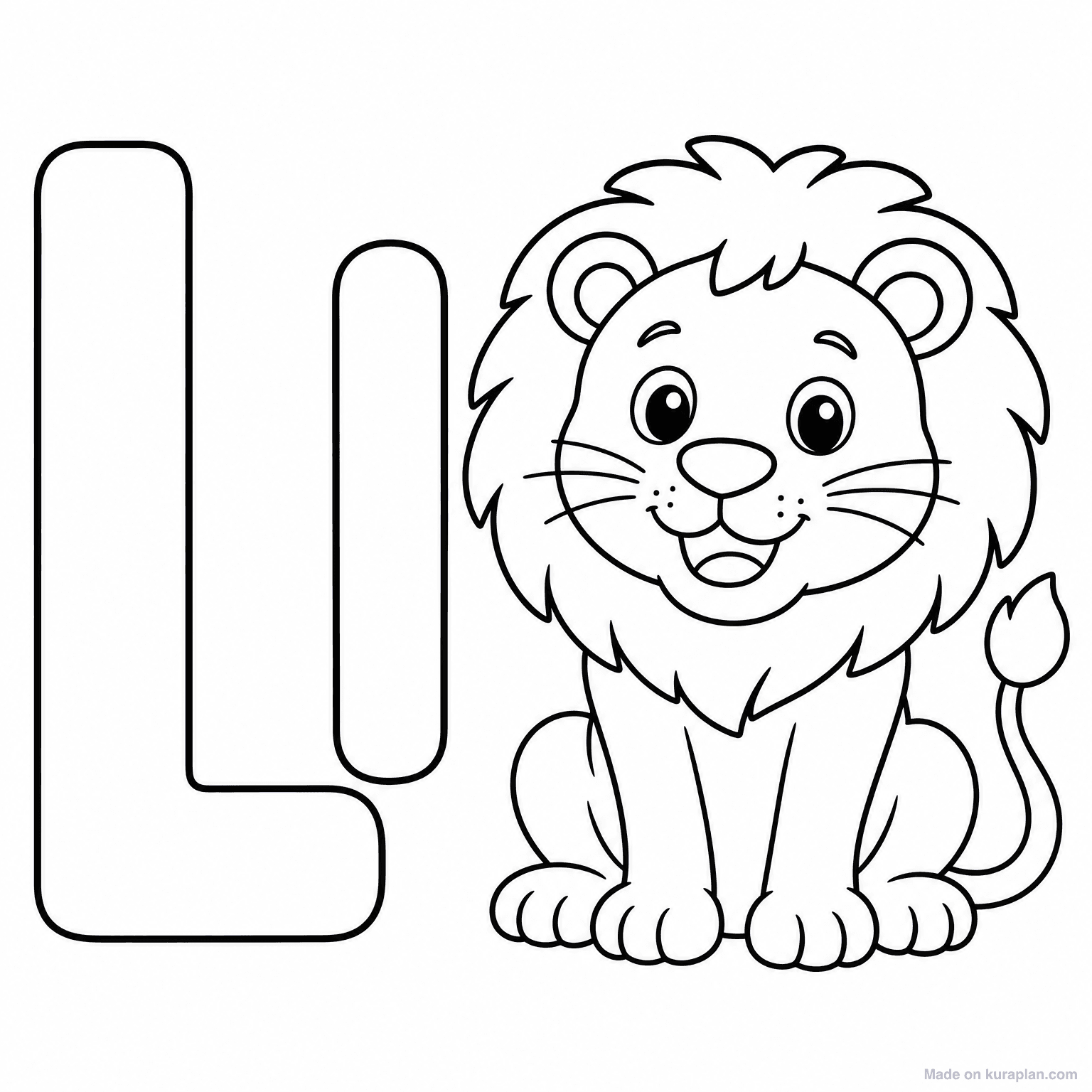 L is for Lion — Coloring Page