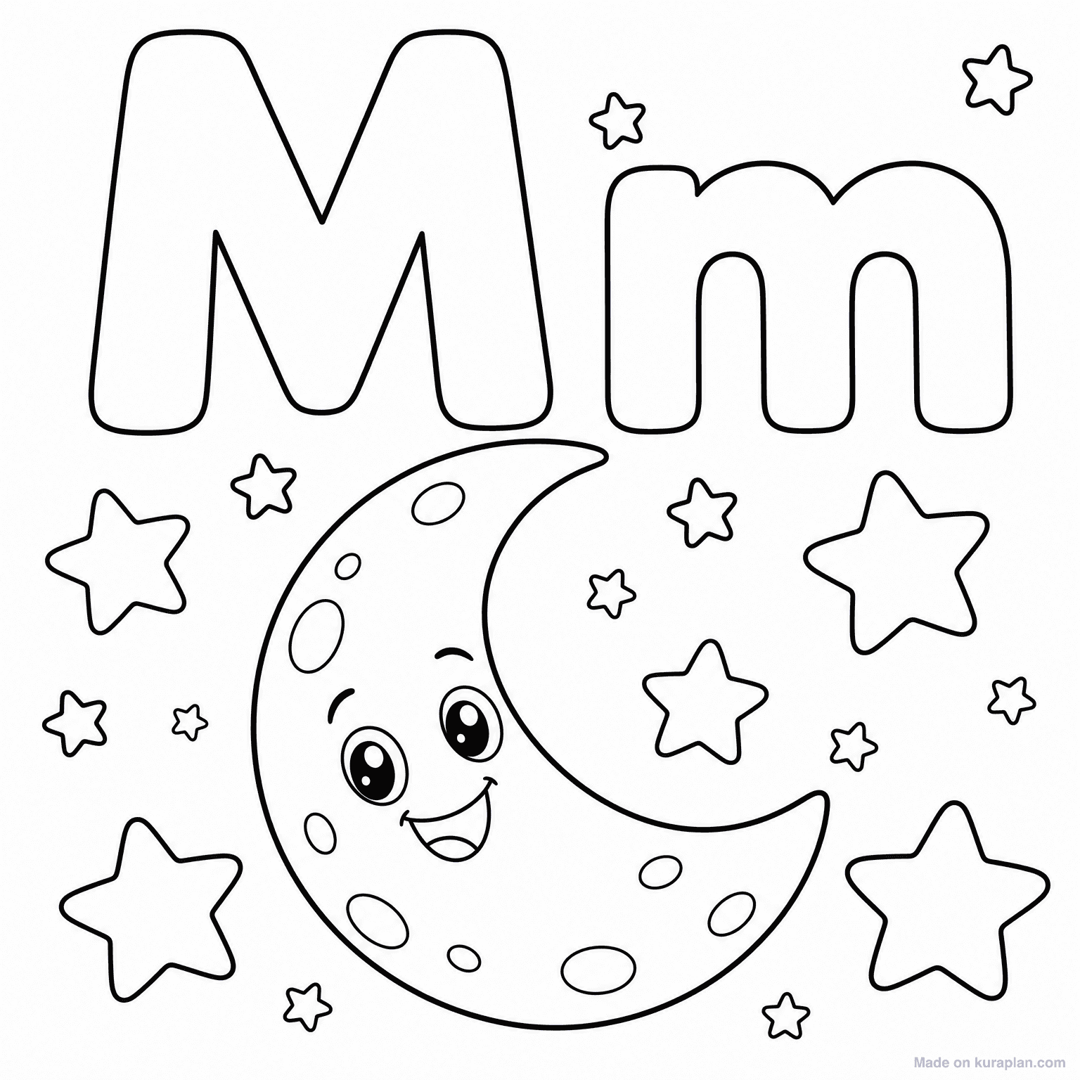 M is for Moon — Coloring Page