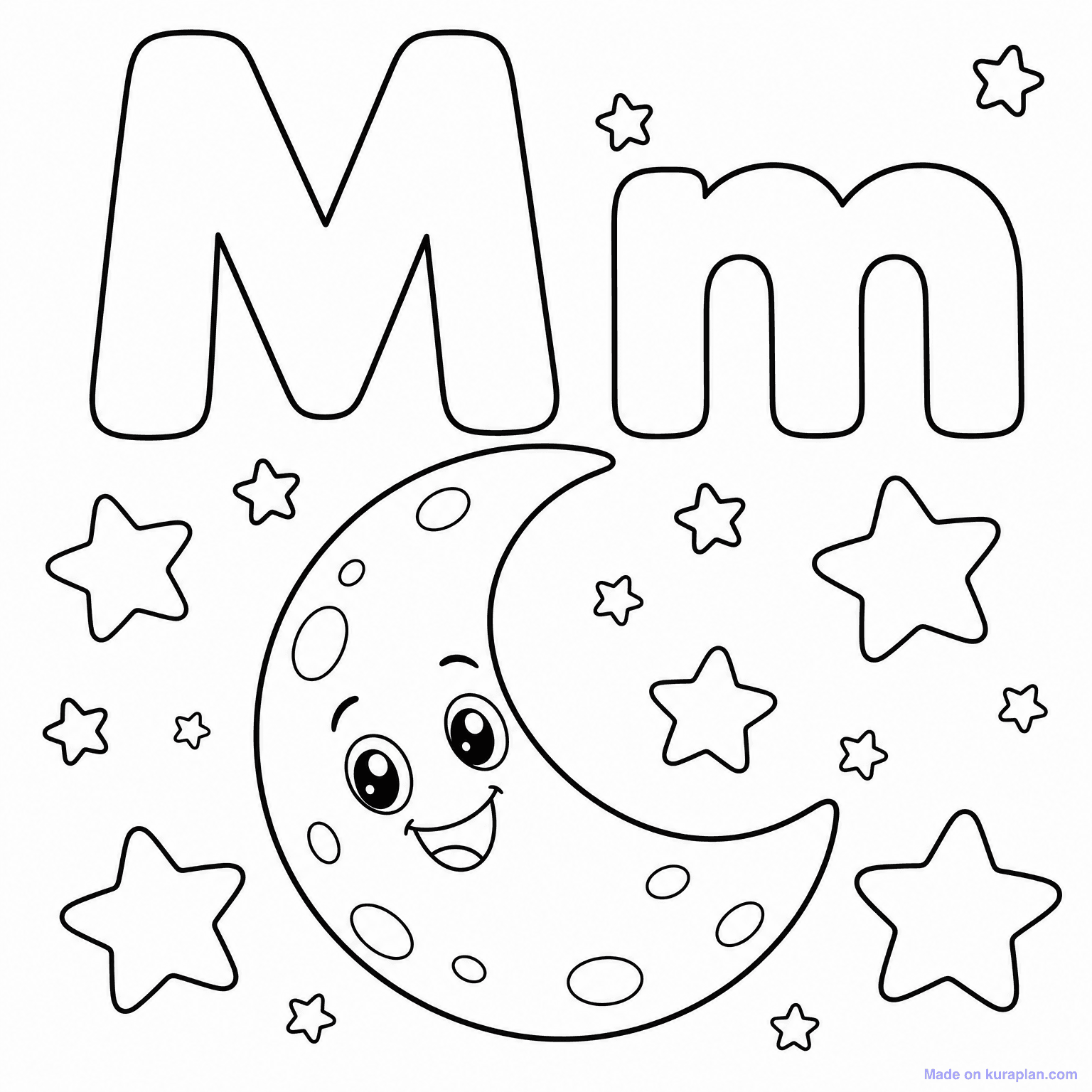 M is for Moon — Coloring Page