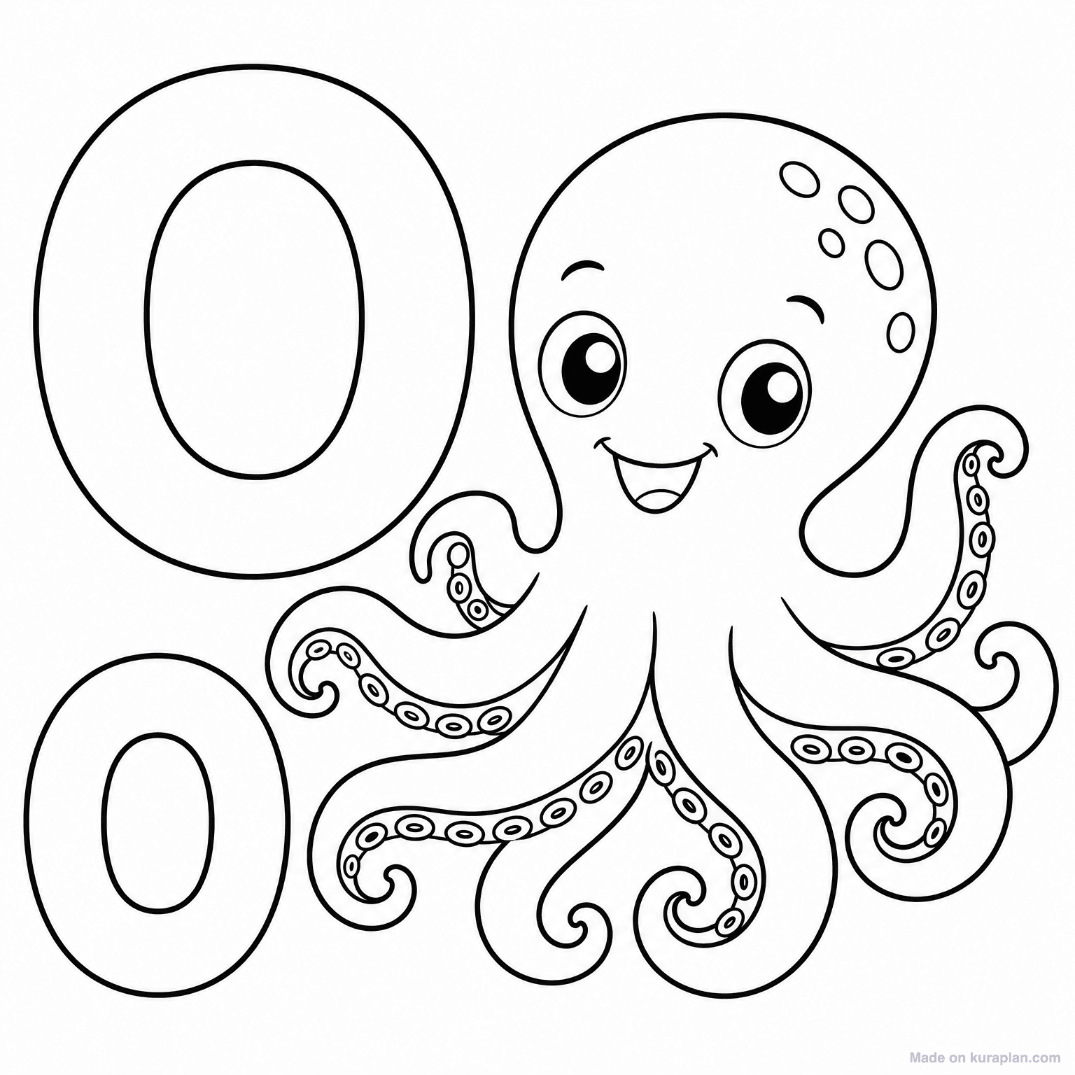 O is for Octopus — Coloring Page