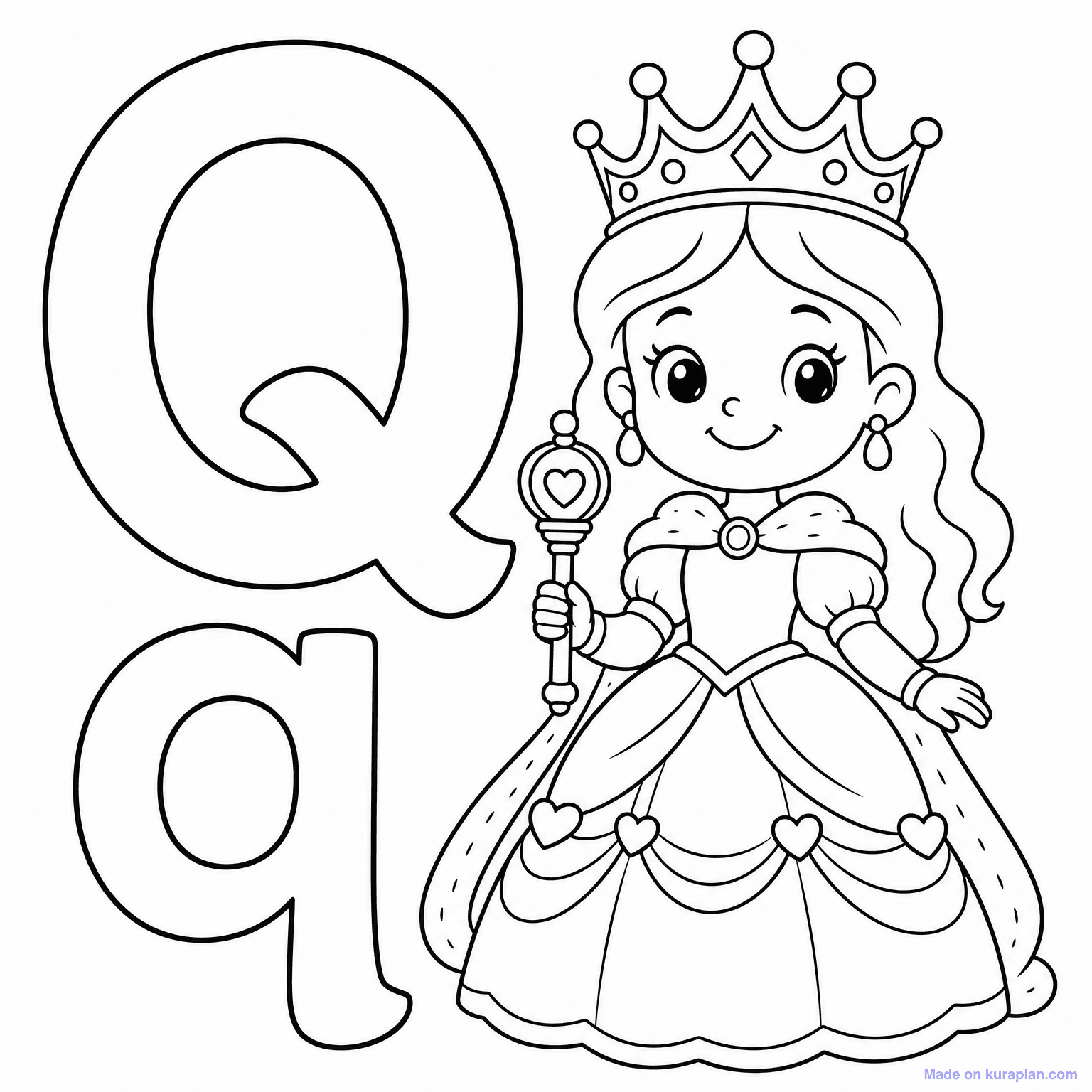 Q is for Queen — Coloring Page