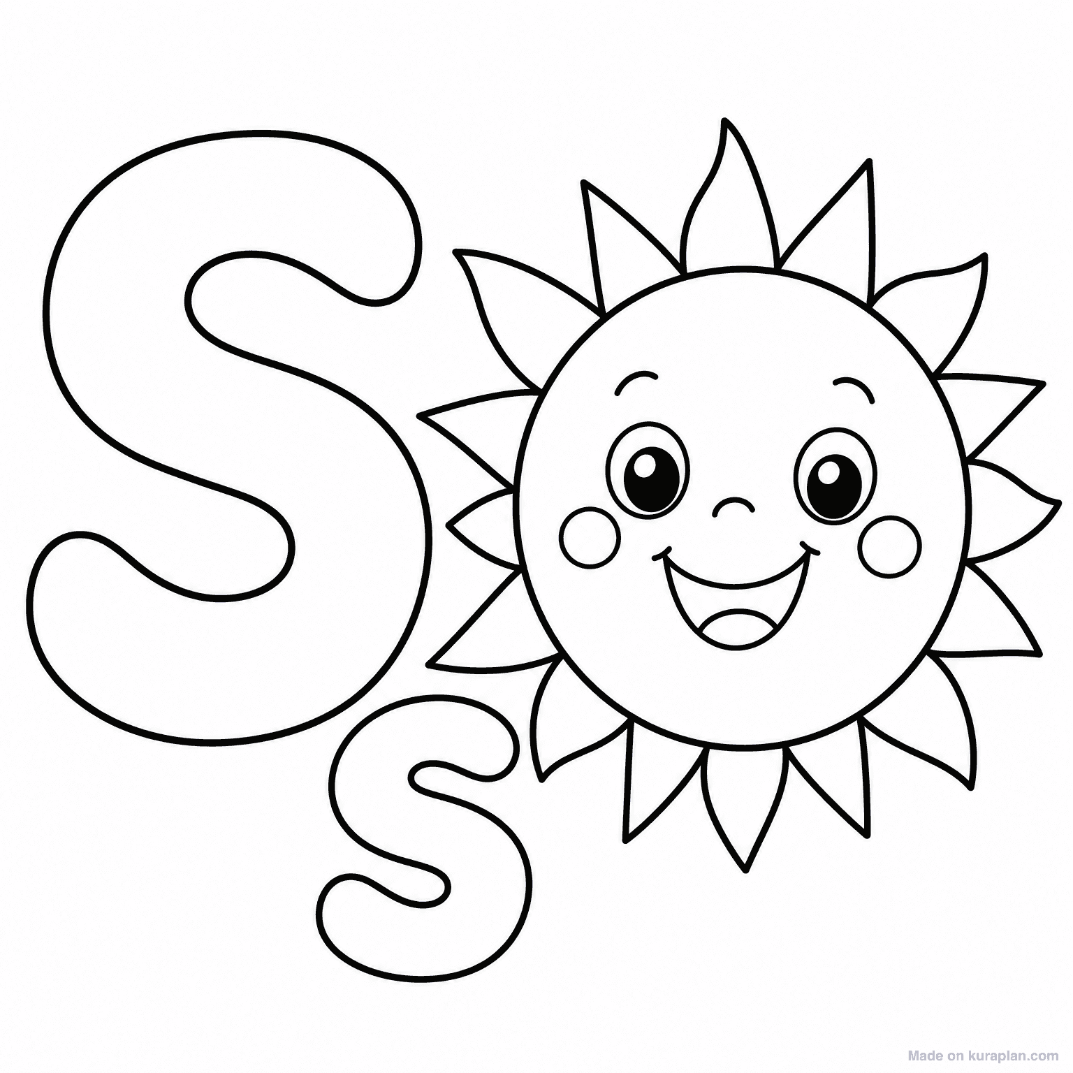 S is for Sun — Coloring Page