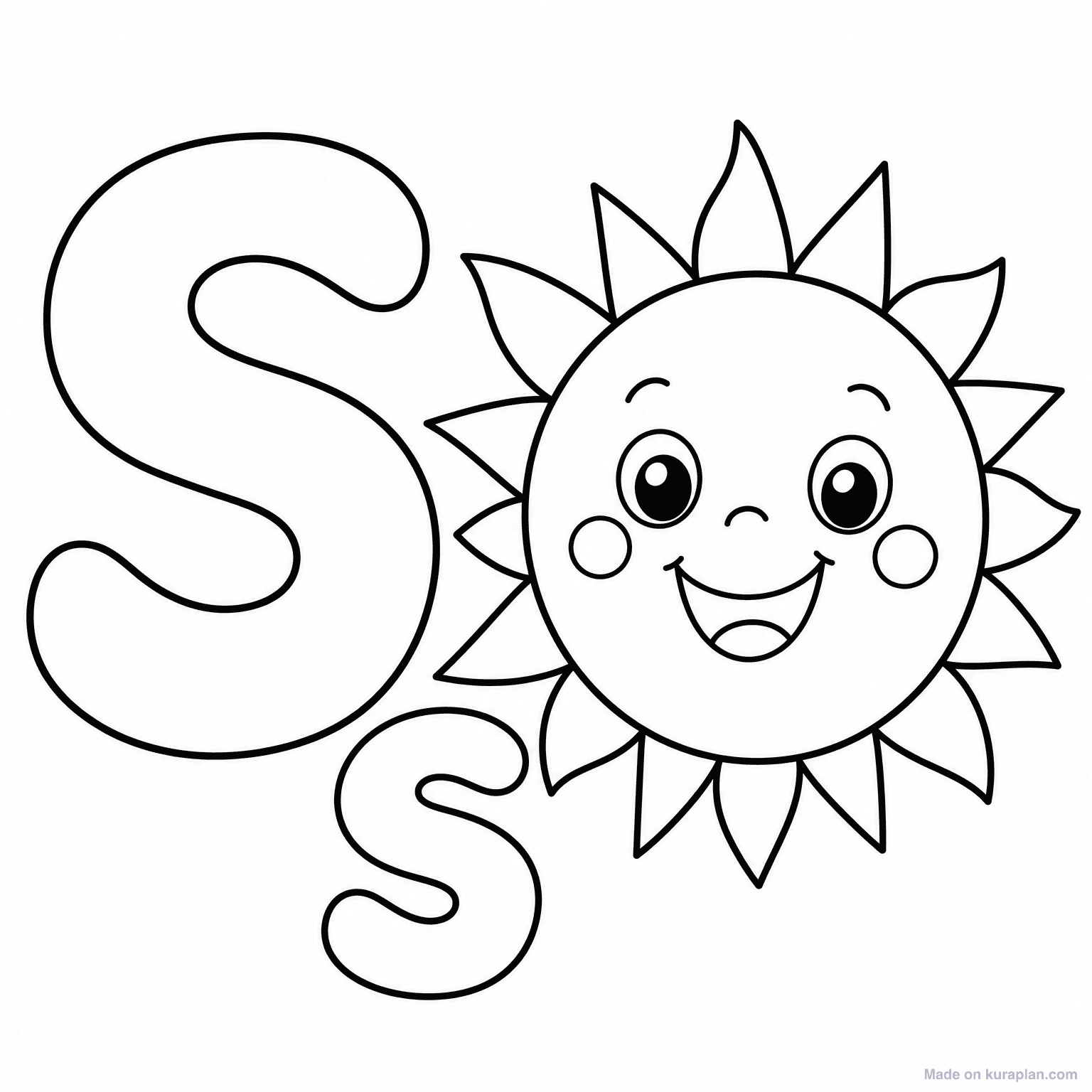 S is for Sun — Coloring Page