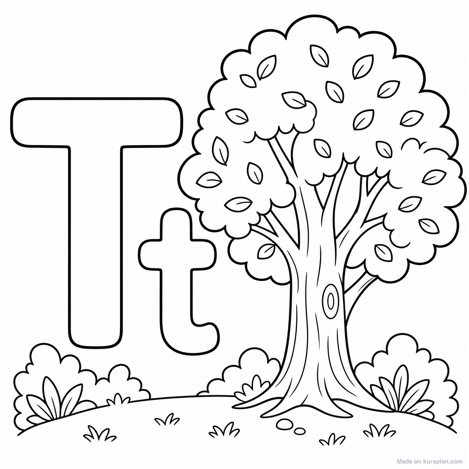 T is for Tree — Coloring Page