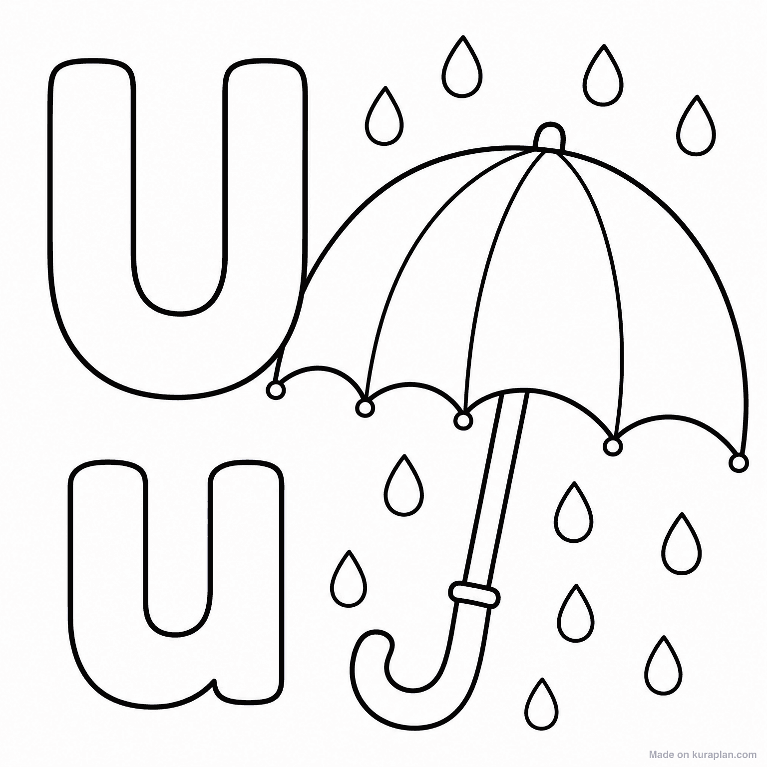 U is for Umbrella — Coloring Page