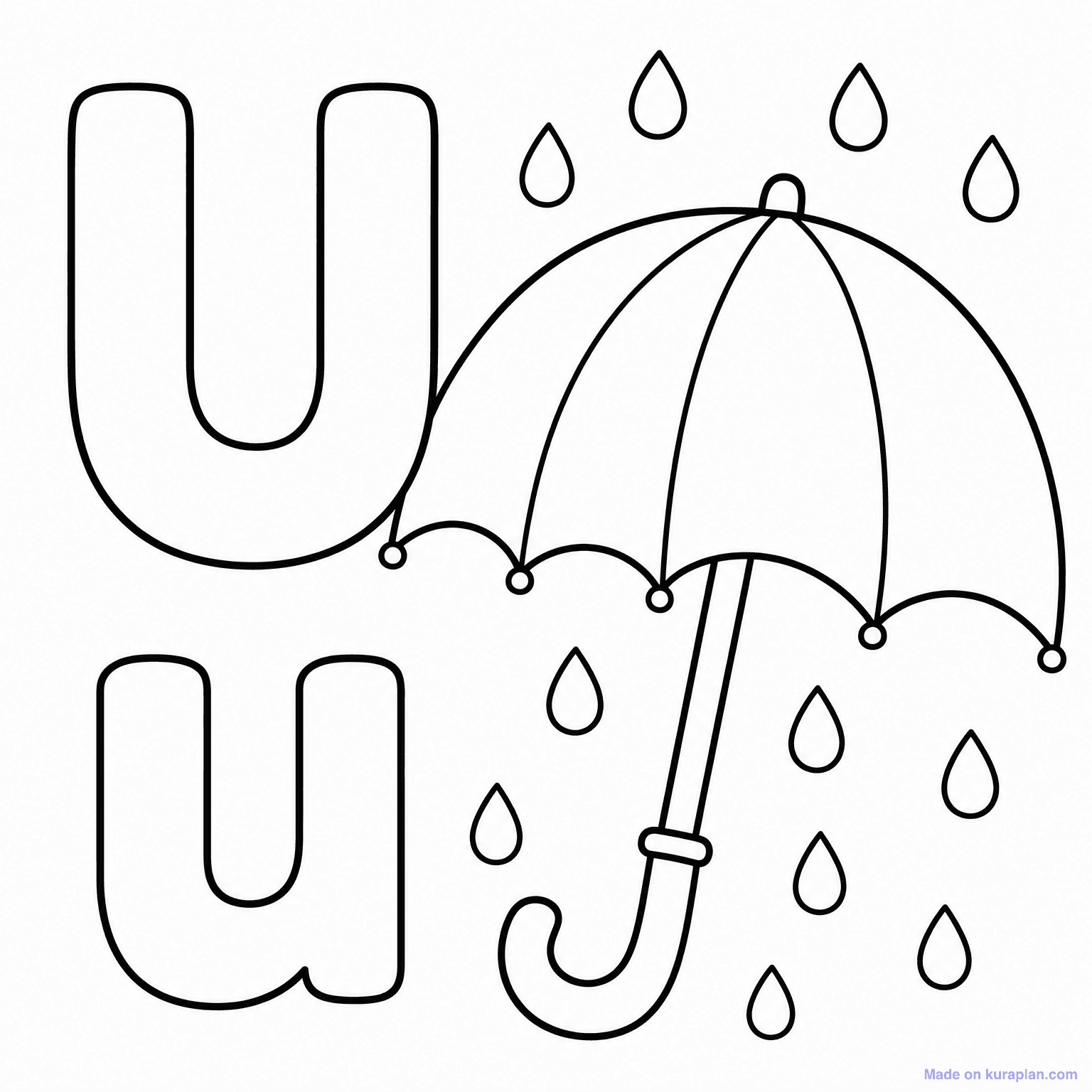 U is for Umbrella — Coloring Page