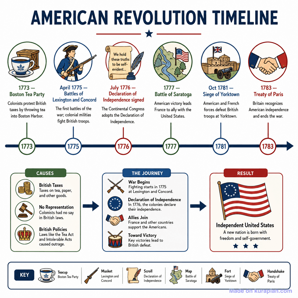 American Revolution Timeline (1775–1783) (detailed)