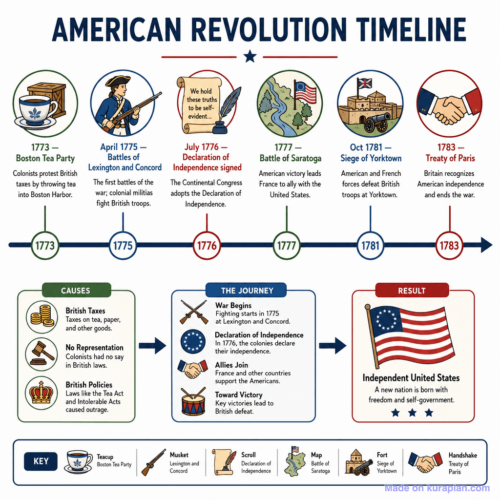 American Revolution Timeline (1775–1783) (detailed)