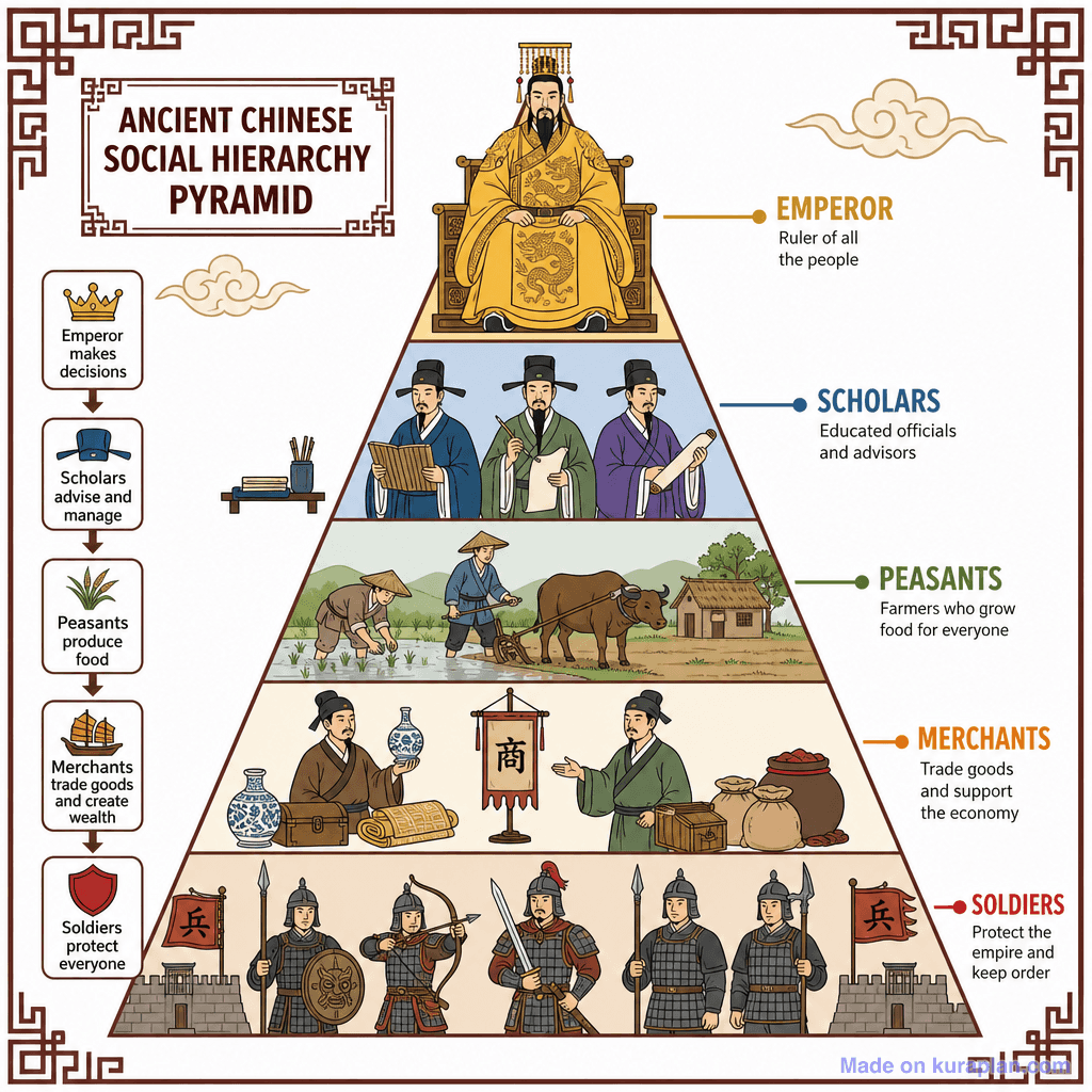 Ancient Chinese Social Hierarchy Pyramid (detailed)