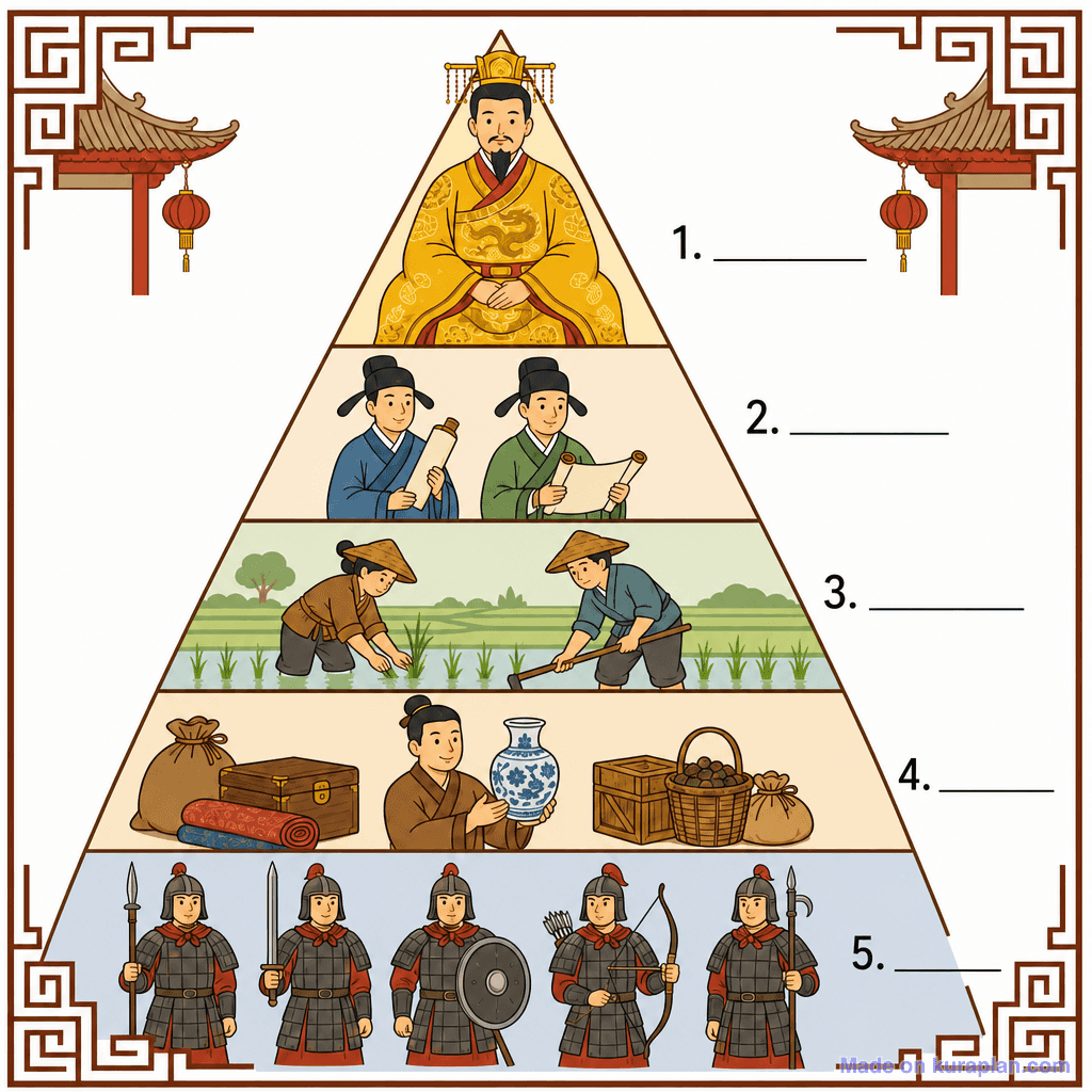 Ancient Chinese Social Hierarchy Pyramid (simple, unlabeled)