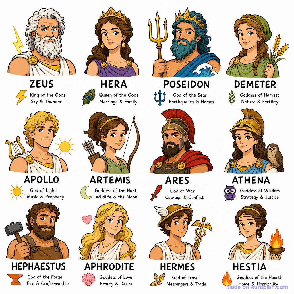 Ancient Greece Gods Portrait Grid