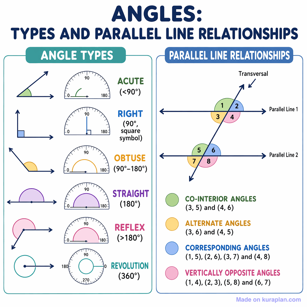 Angles: Types and Parallel Line Relationships (simple)