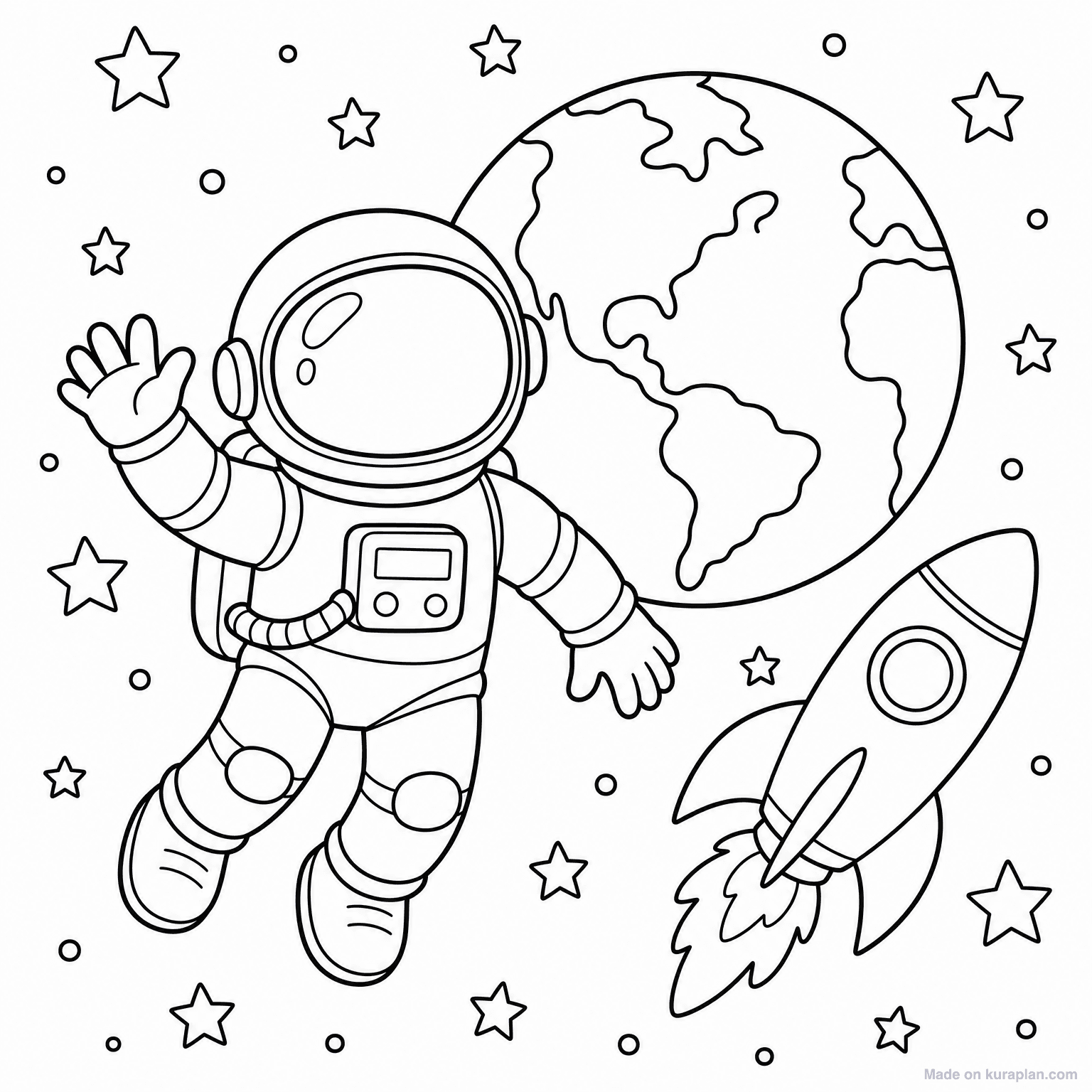 Astronaut in Space — Coloring Page