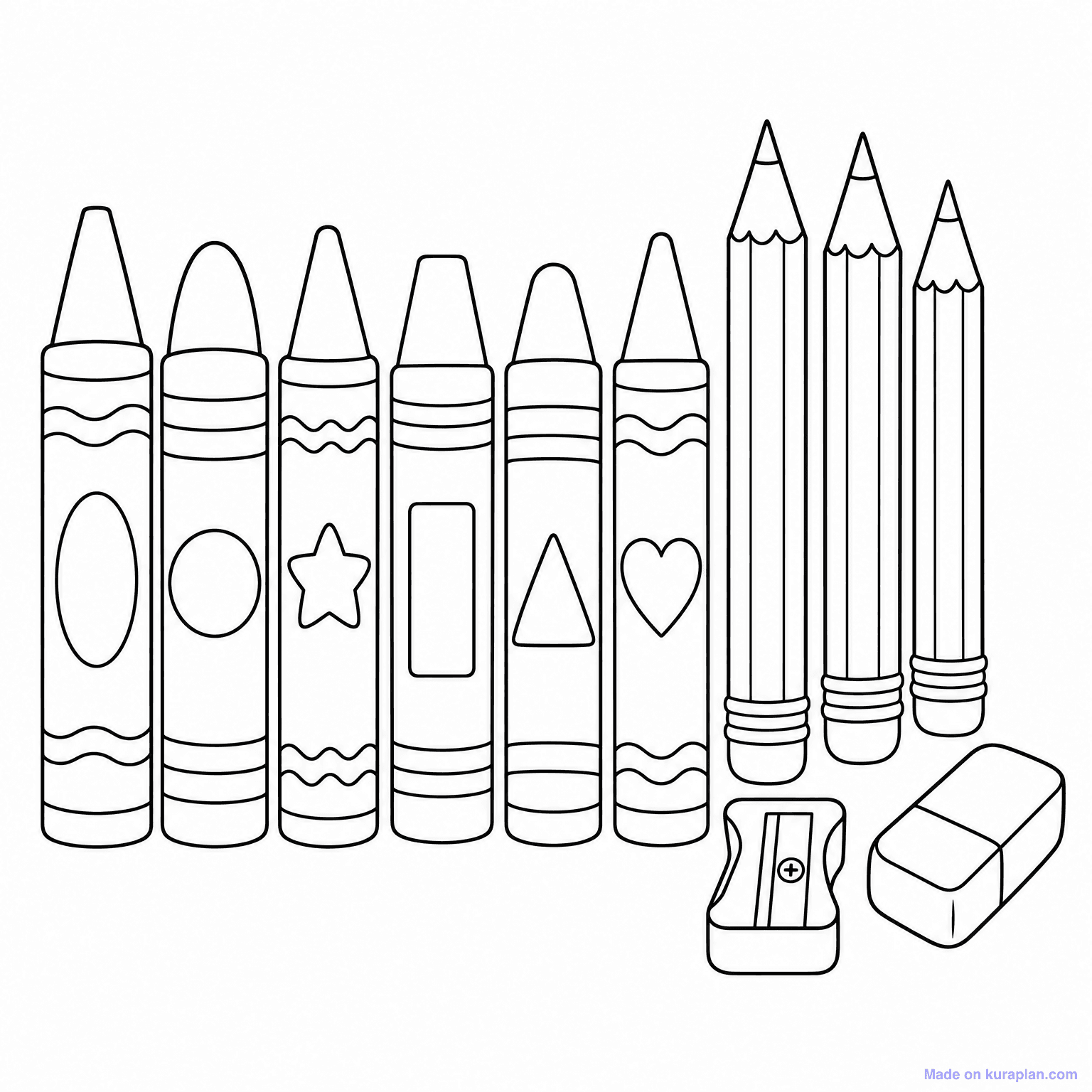 Crayons and Pencils — Coloring Page