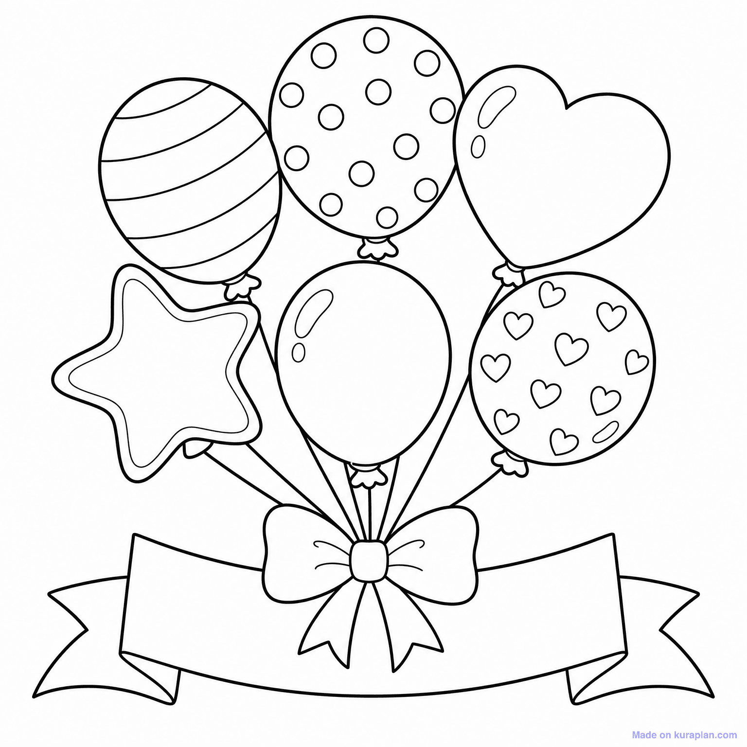 Birthday Balloon Bunch — Coloring Page