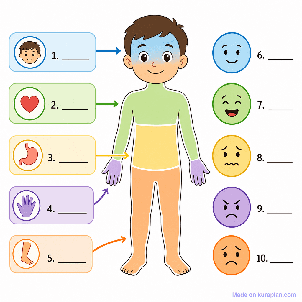 Body Feelings Zones Diagram (simple, unlabeled)