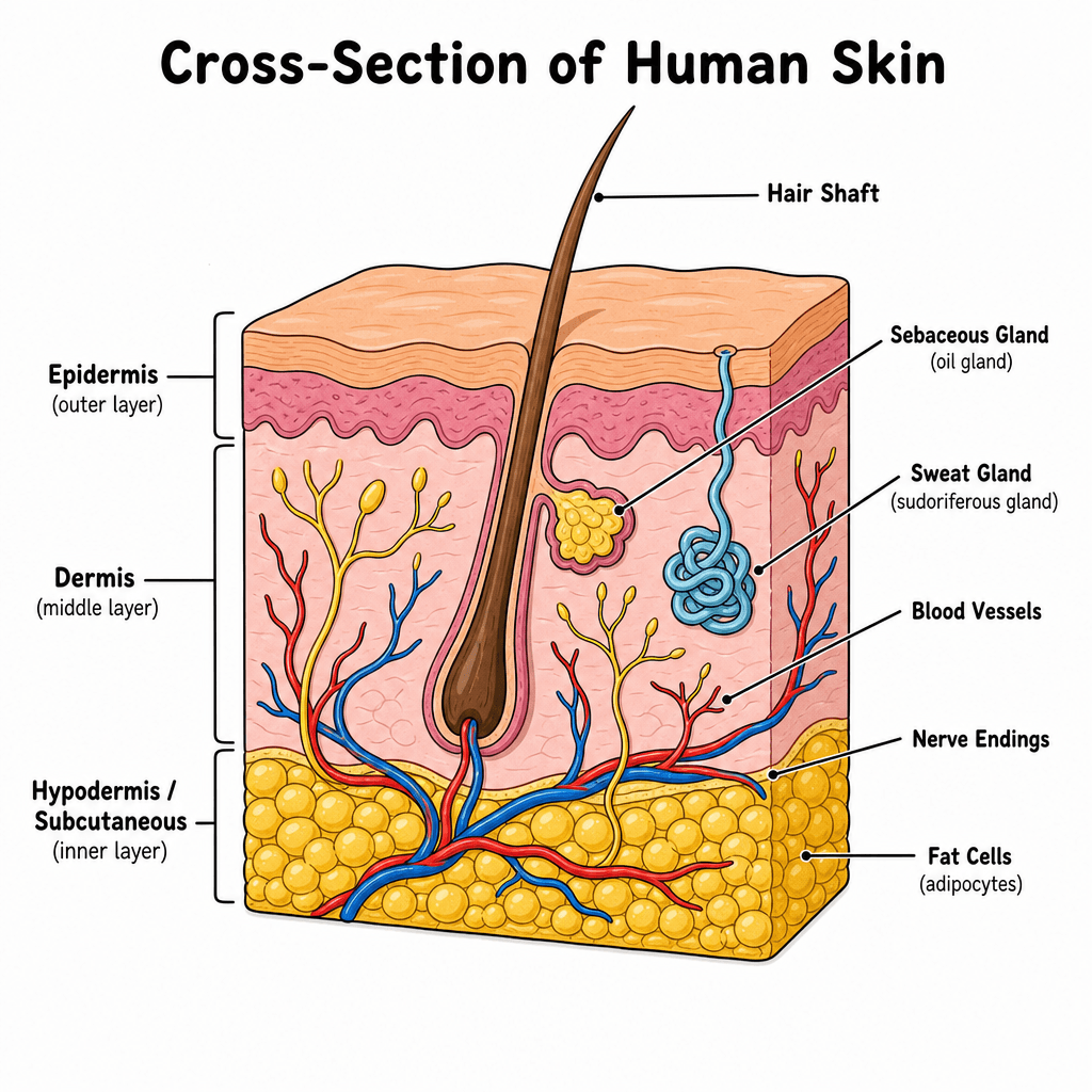 Integumentary System Diagram (Skin Cross-section)