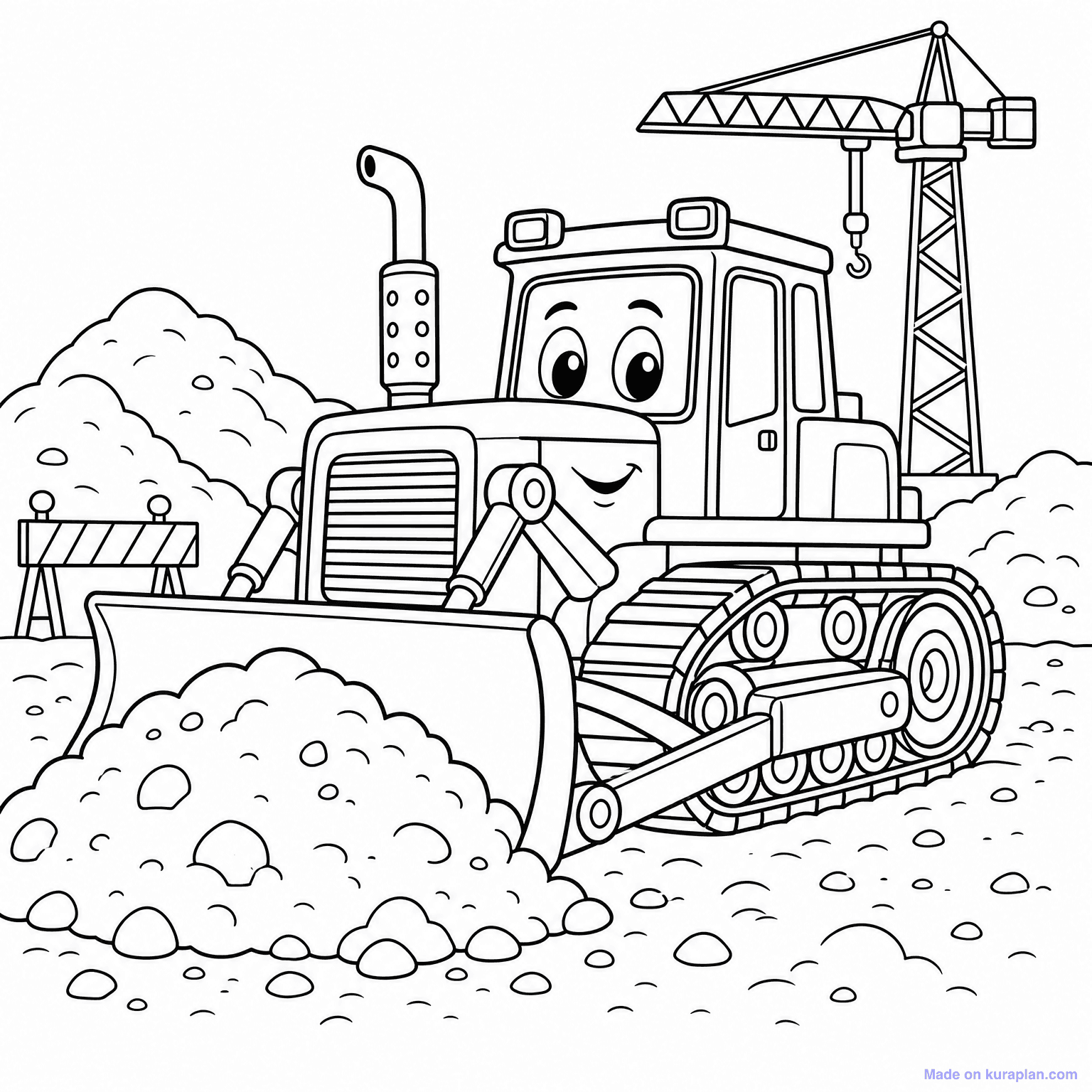 Bulldozer Pushing Dirt — Coloring Page