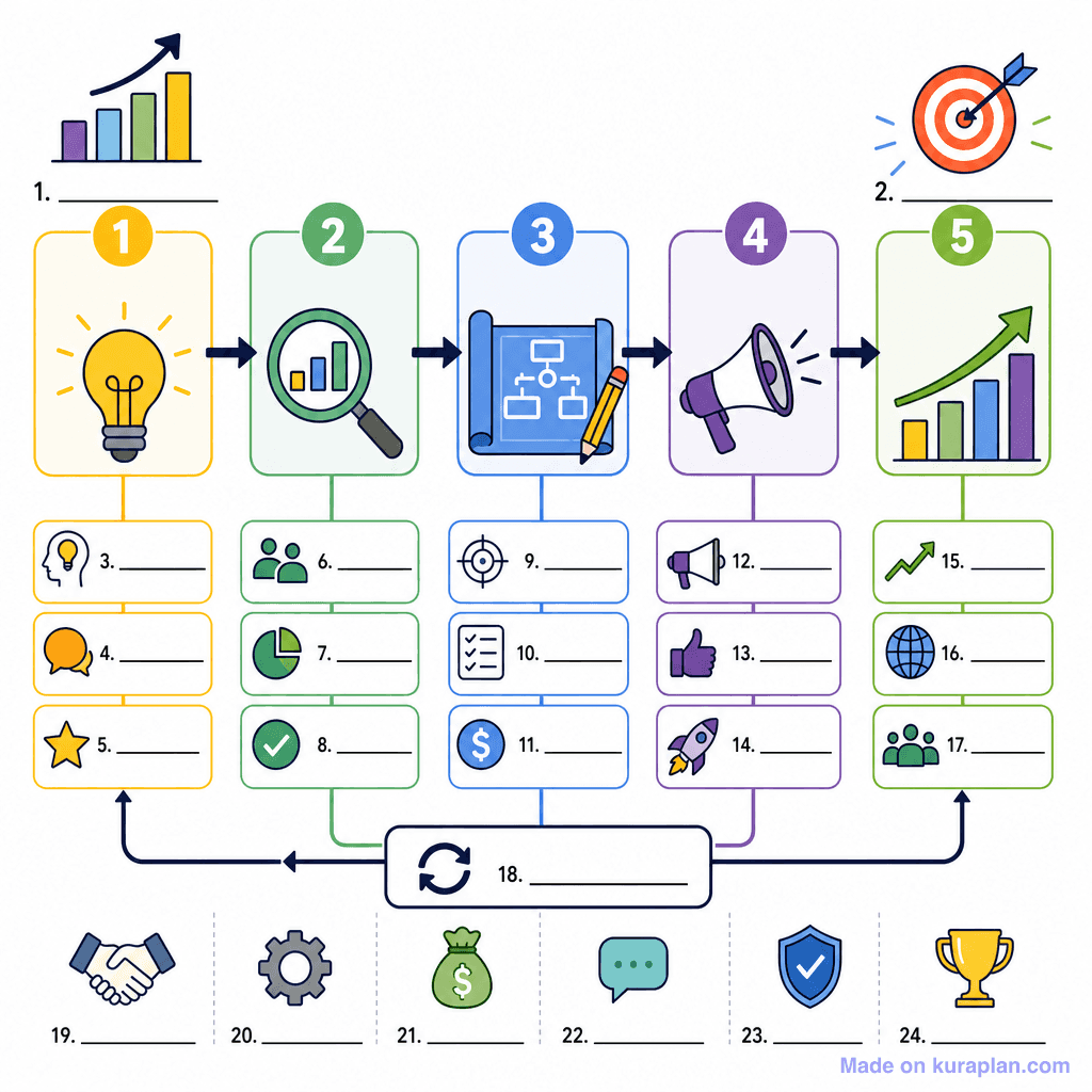 Business Development Stages Flowchart (detailed, unlabeled)