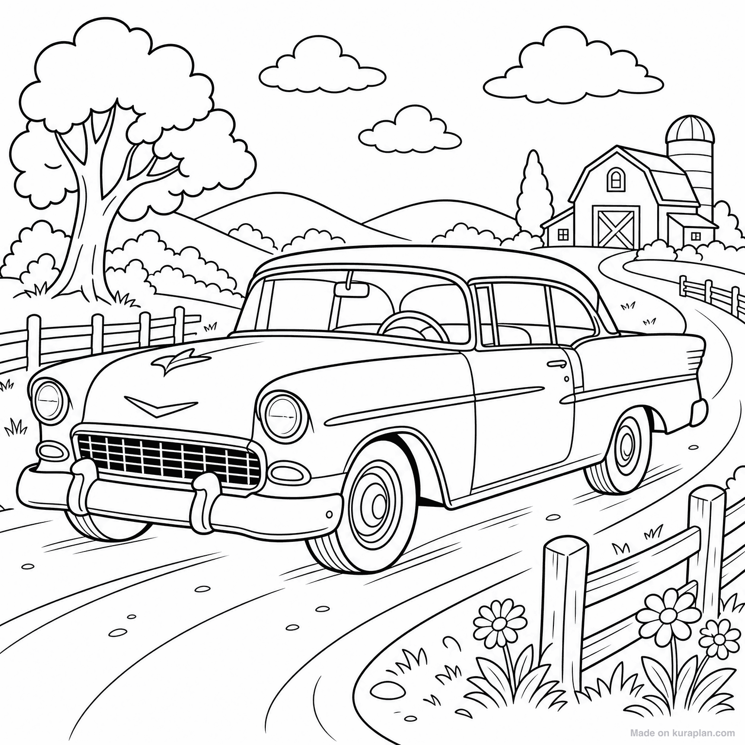 Classic Vintage Car — Coloring Page