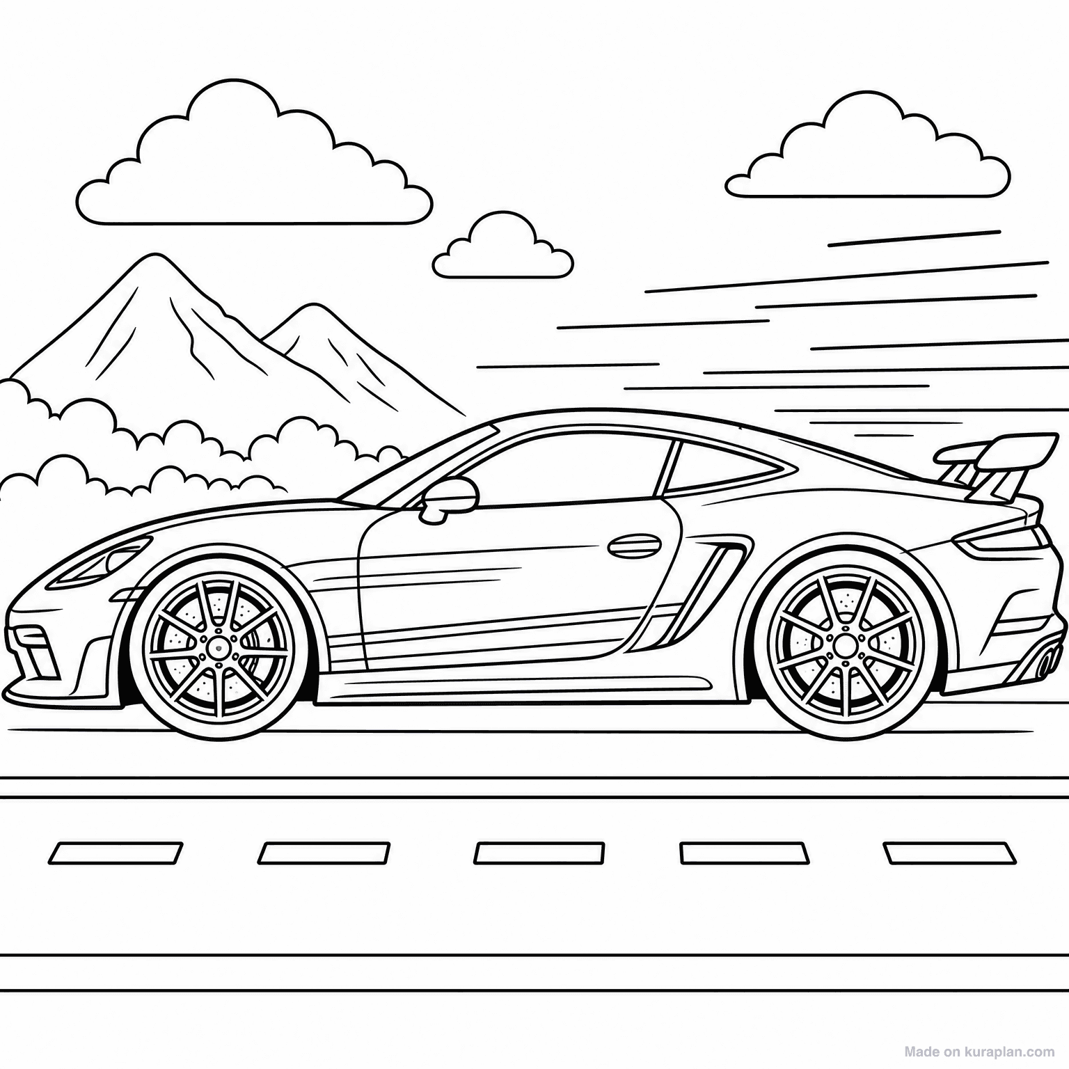 Sports Car — Coloring Page