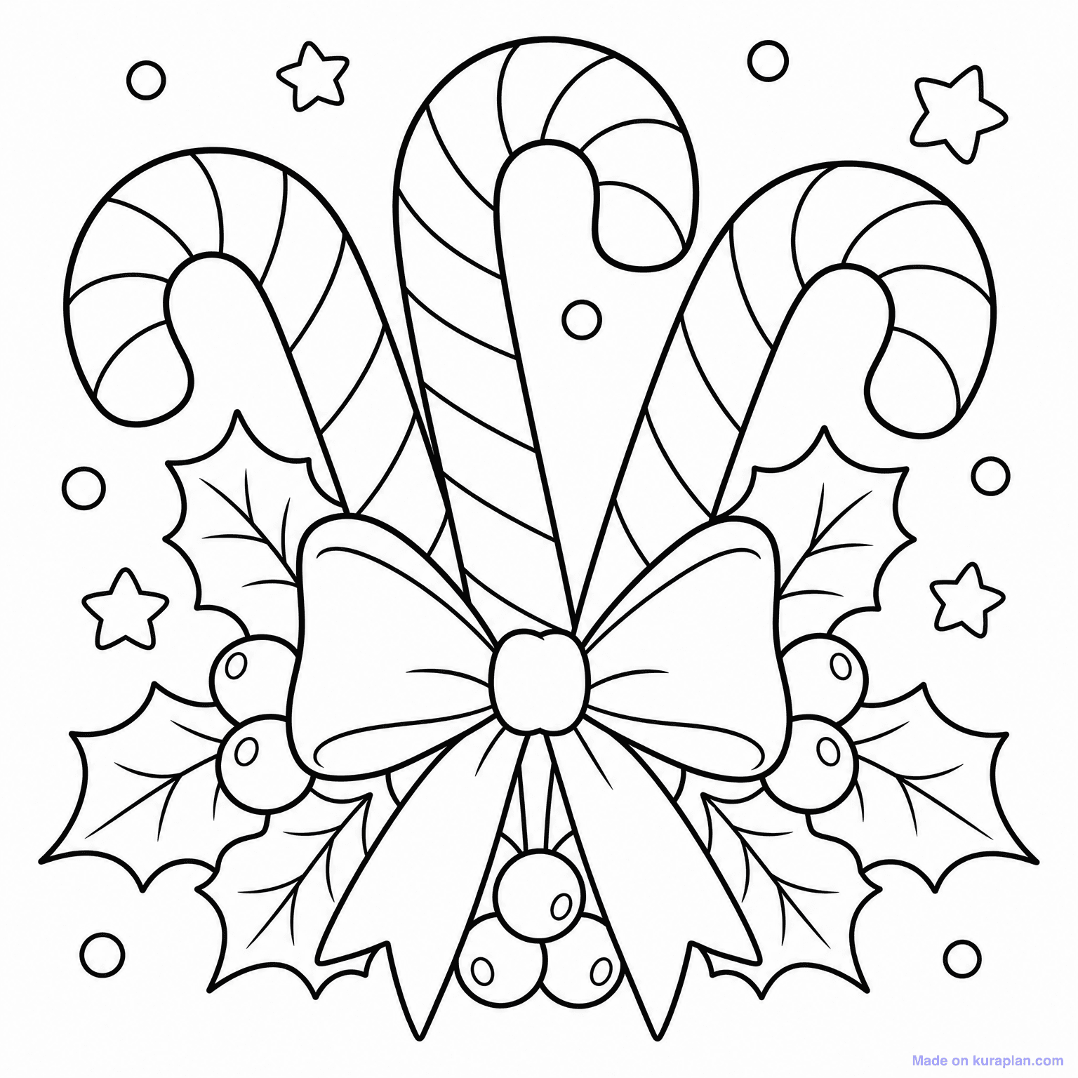 Candy Canes with Ribbon — Coloring Page