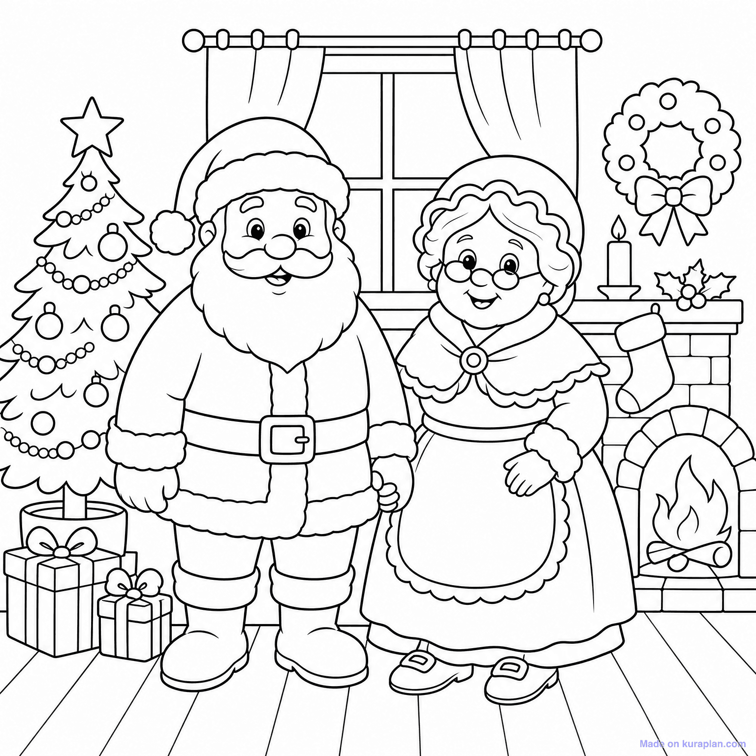 Mr and Mrs Claus — Coloring Page