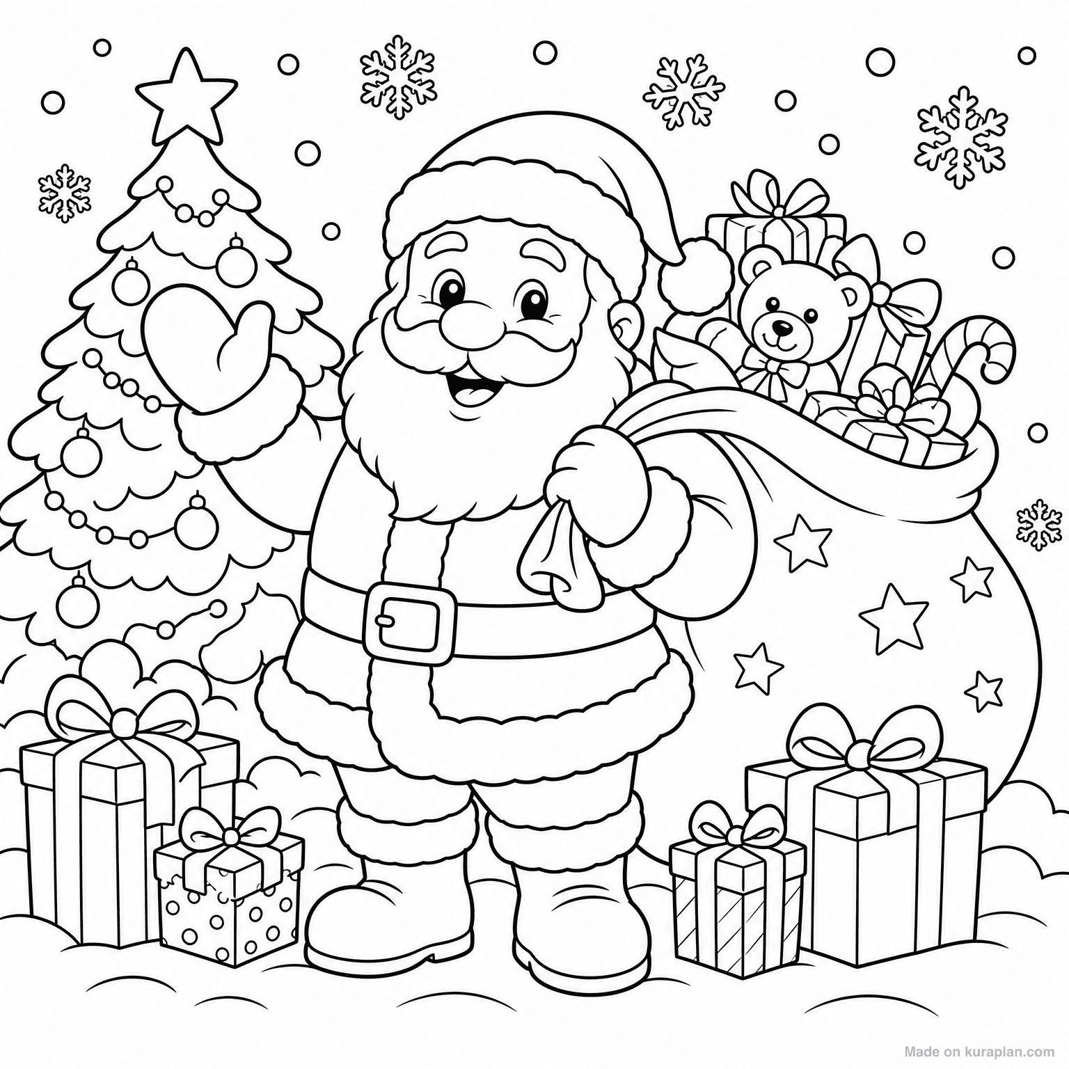Santa Claus with Sack of Gifts — Coloring Page