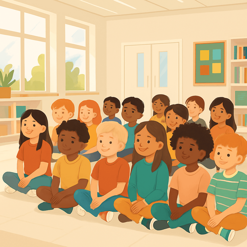 Students listening at assembly