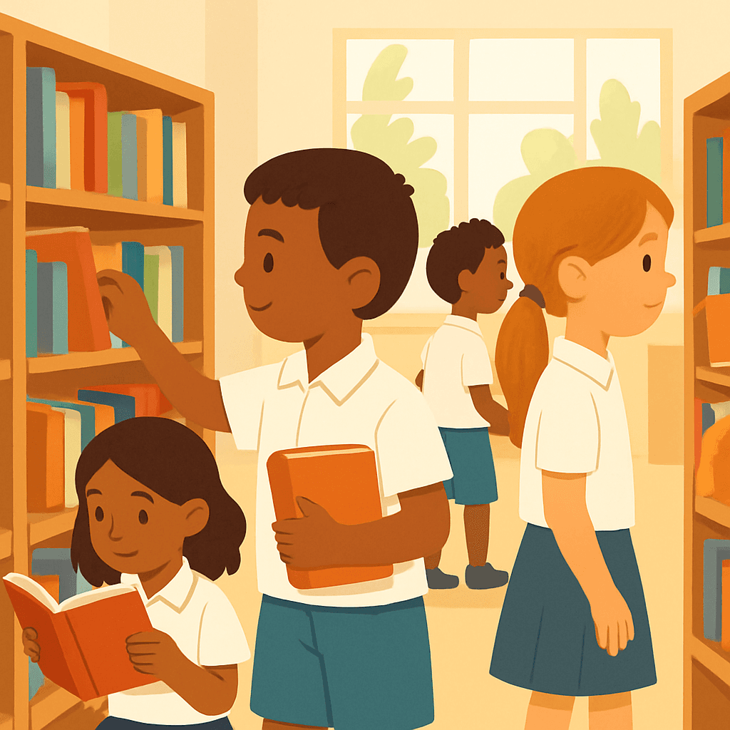 Library time browsing books
