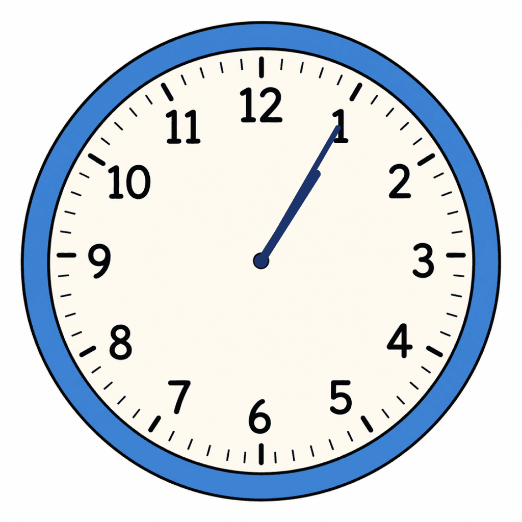Clock Face — 1:05 (Five Past 1)