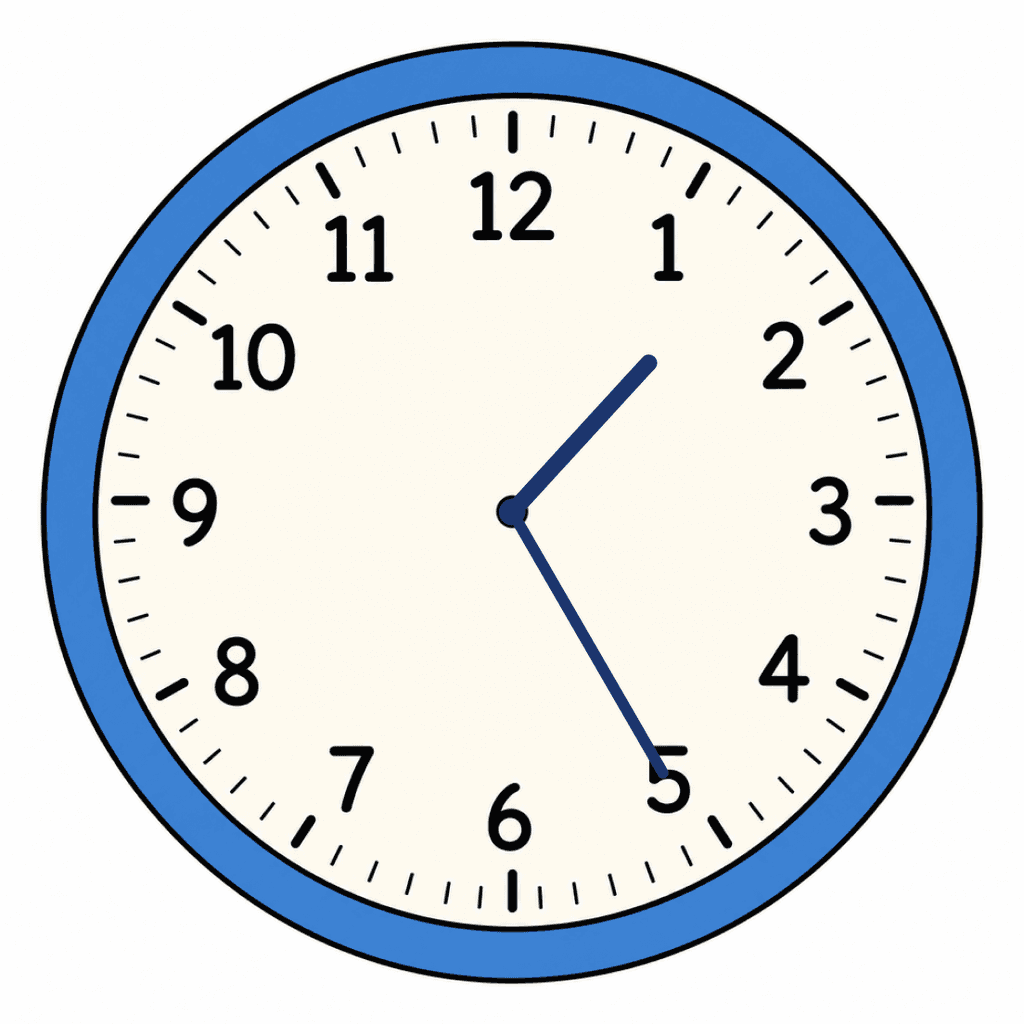 Clock Face — 1:25 (Twenty-Five Past 1)