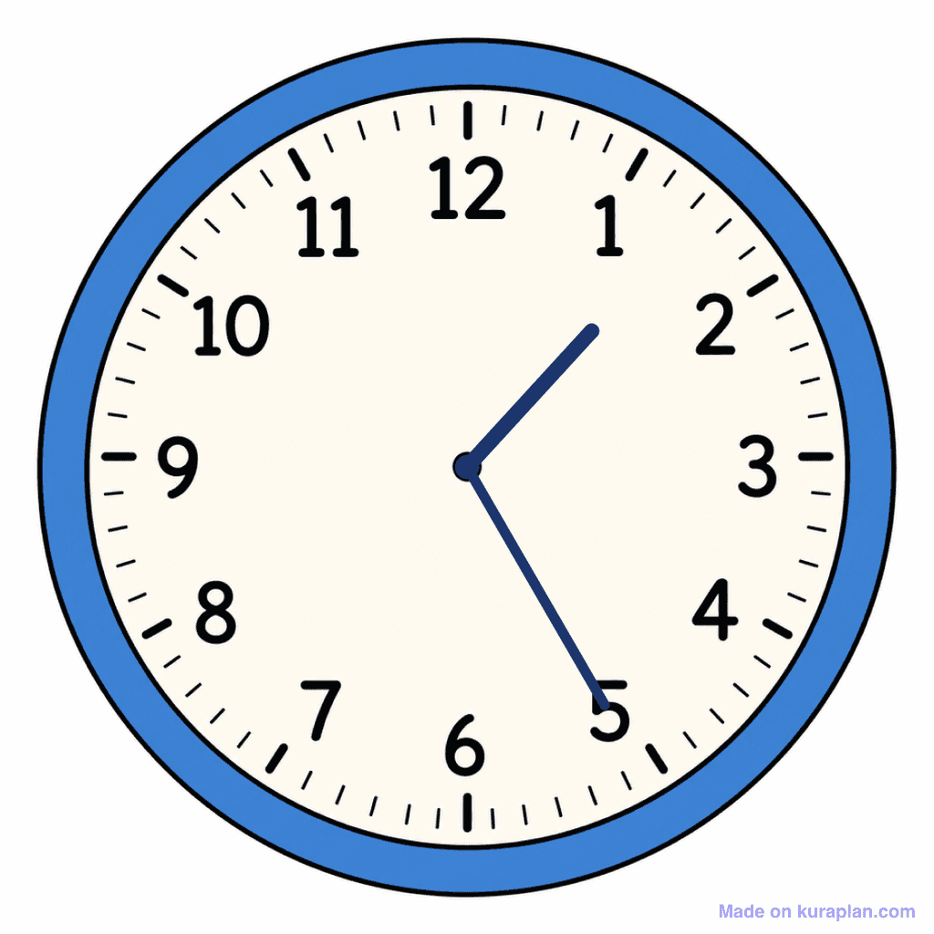 Clock Face — 1:25 (Twenty-Five Past 1)