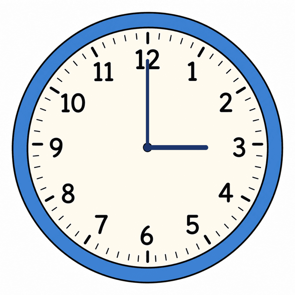 Clock Face — 3:00 (3 O'Clock)