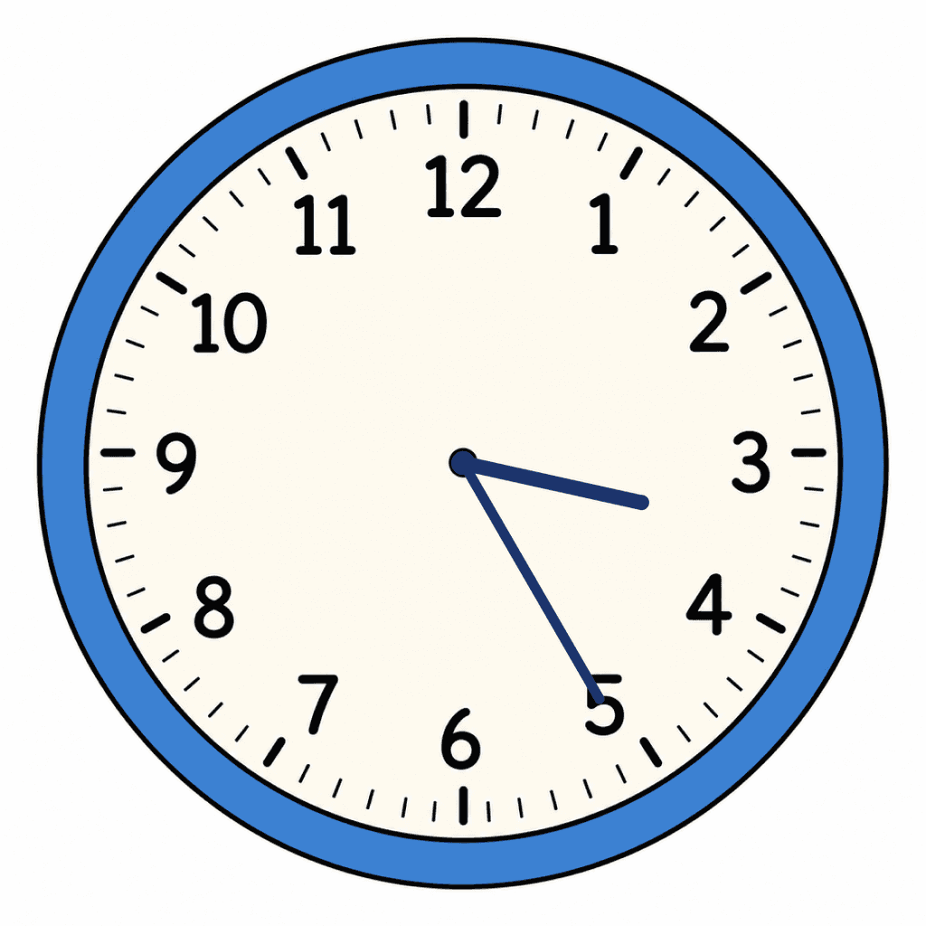 Clock Face — 3:25 (Twenty-Five Past 3)