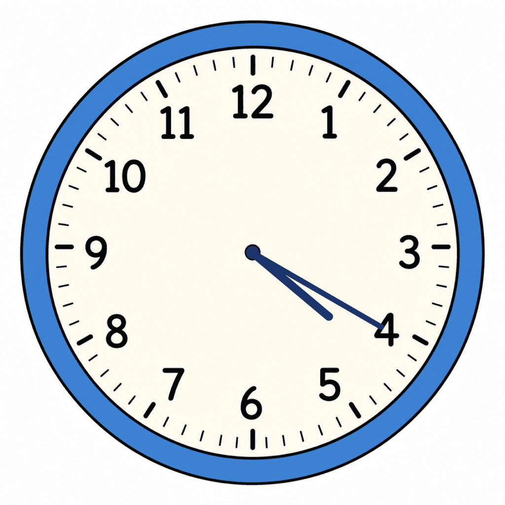 Clock Face — 4:20 (Twenty Past 4)