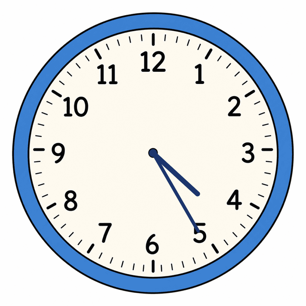 Clock Face — 4:25 (Twenty-Five Past 4)