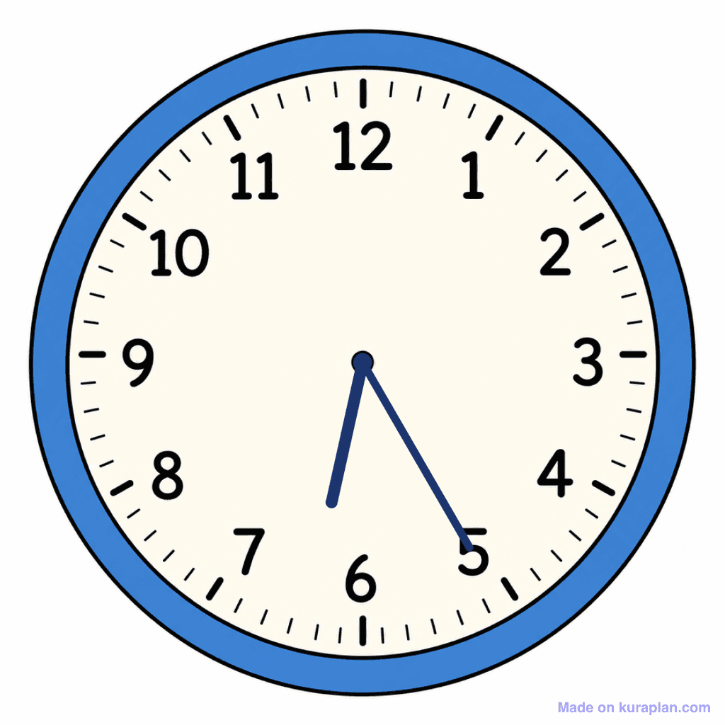 Clock Face — 6:25 (Twenty-Five Past 6)