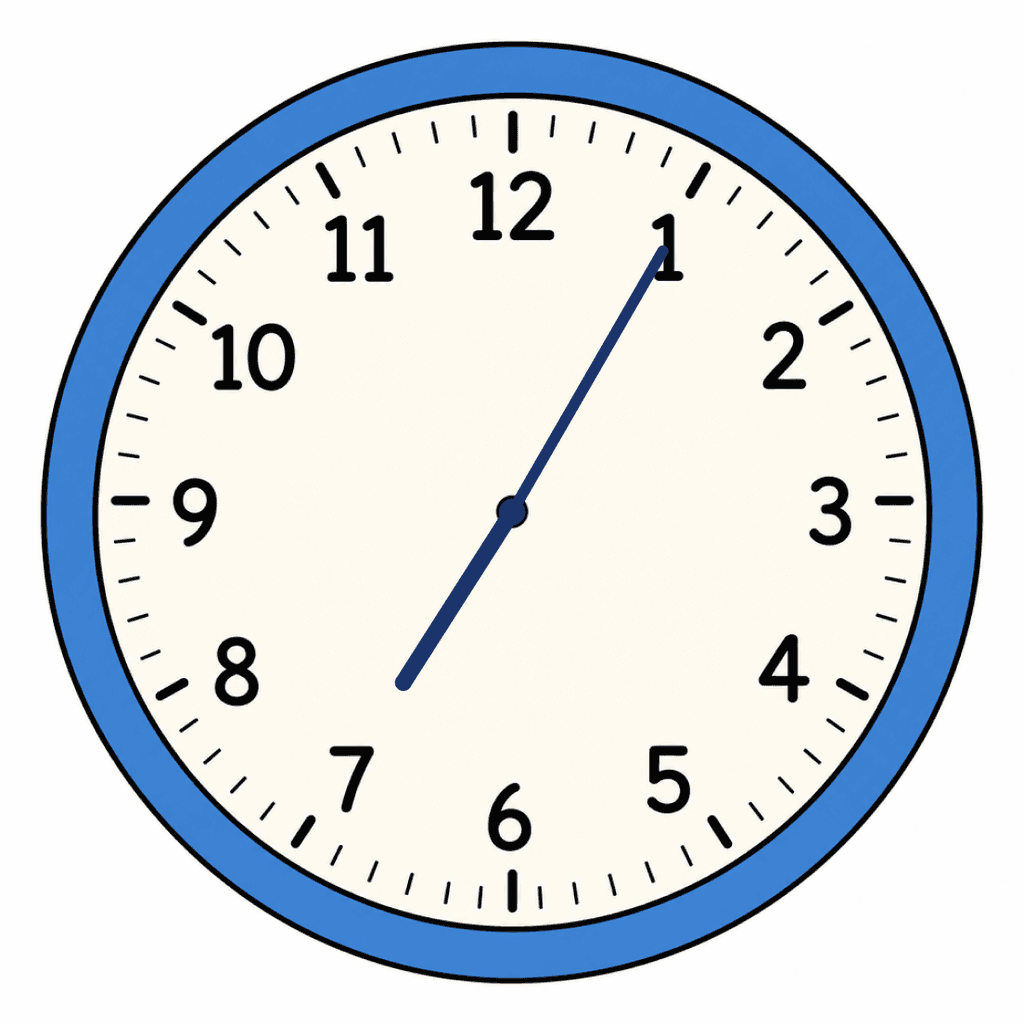 Clock Face — 7:05 (Five Past 7)