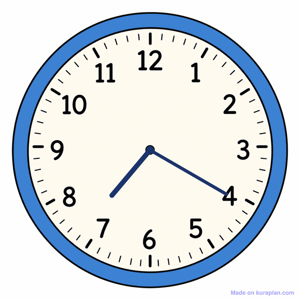 Clock Face — 7:20 (Twenty Past 7)