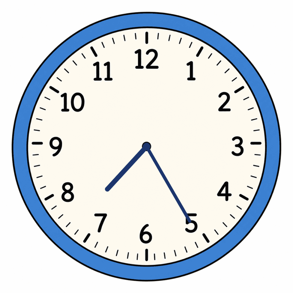 Clock Face — 7:25 (Twenty-Five Past 7)