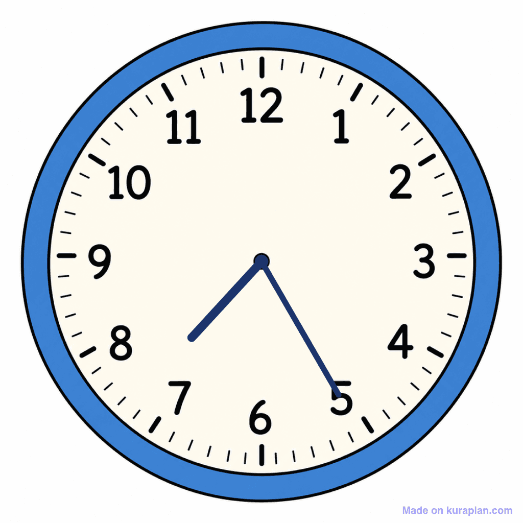 Clock Face — 7:25 (Twenty-Five Past 7)