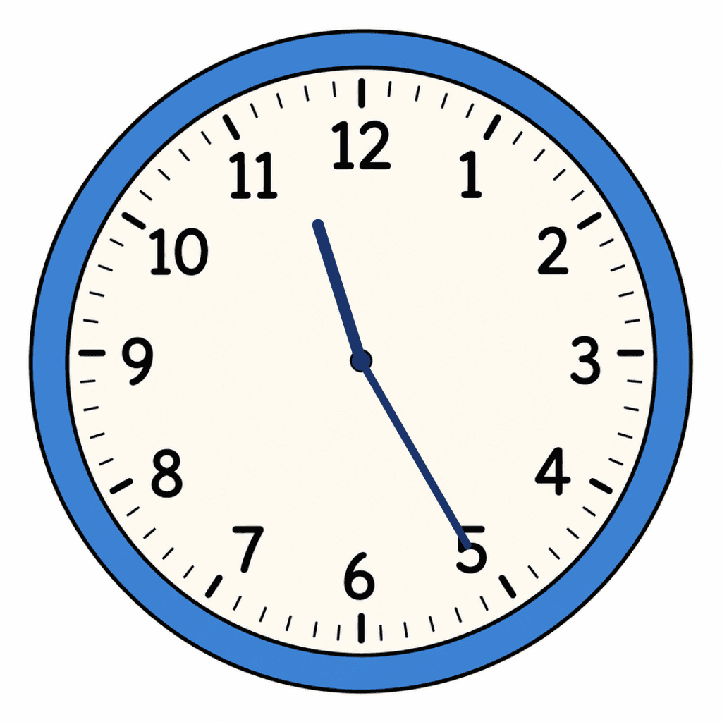 Clock Face — 11:25 (Twenty-Five Past 11)