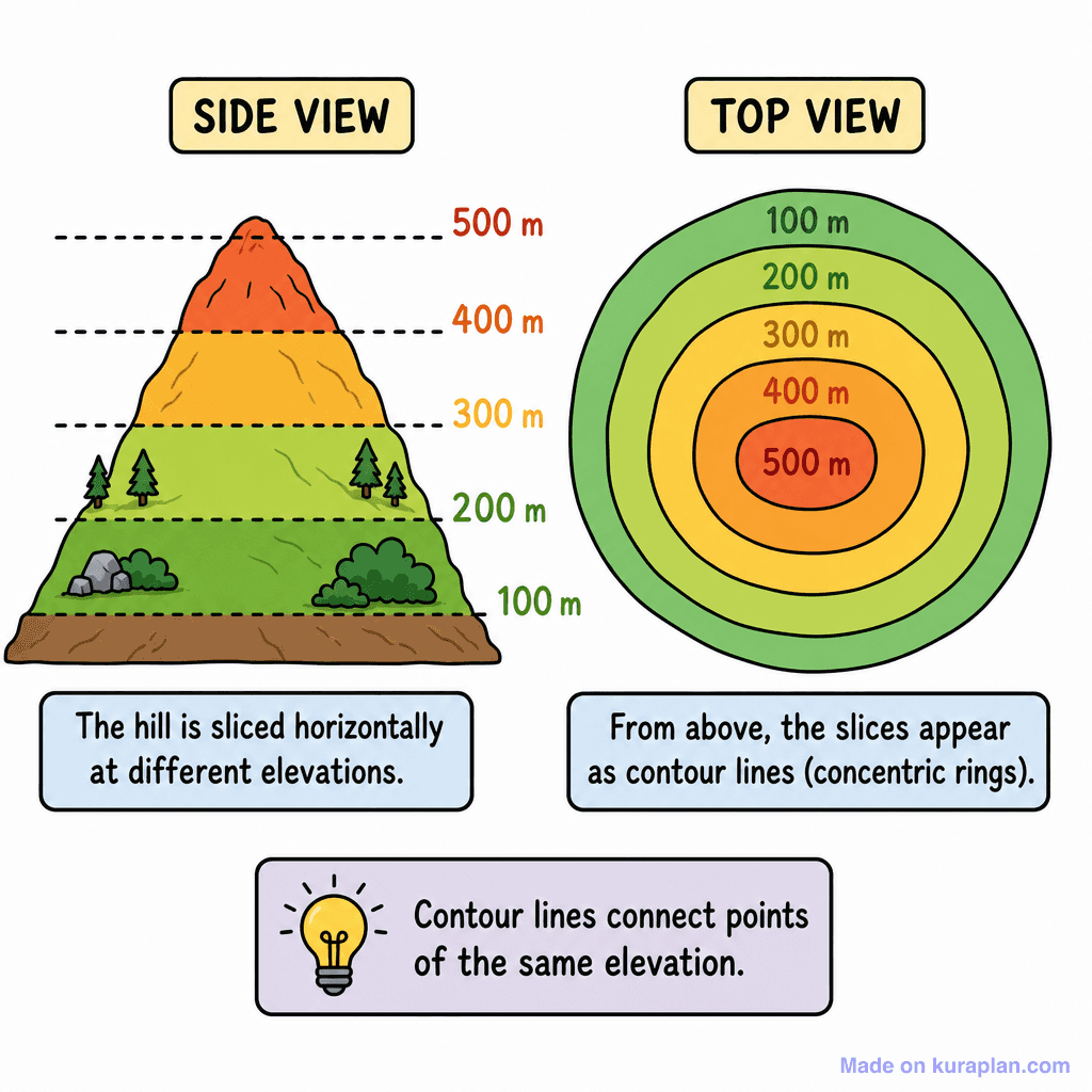 Contour Lines Hill Diagram