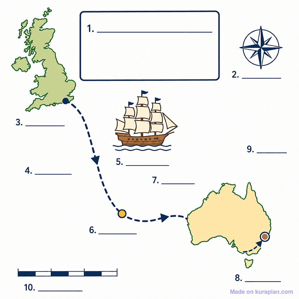 British Convict Transportation Routes to Australia (simple, unlabeled)