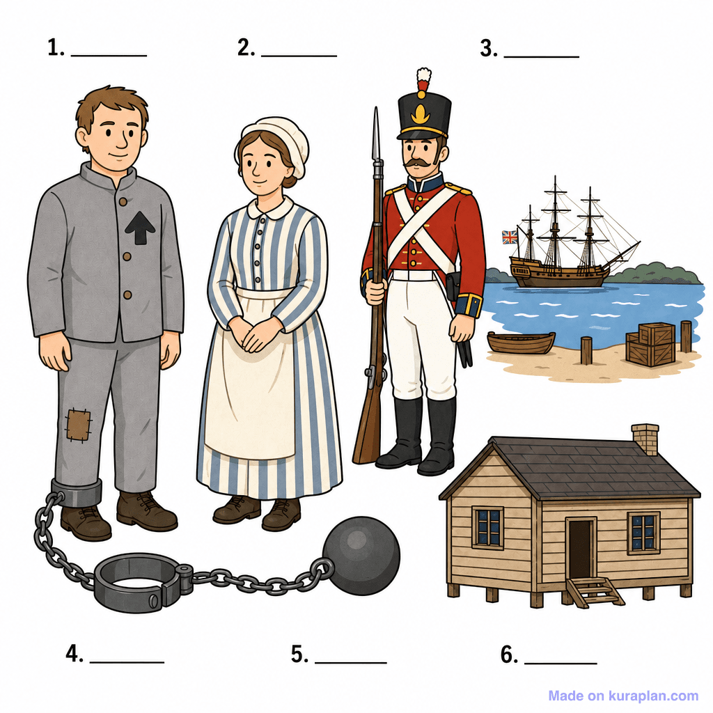 Convicts in Early Sydney – Penal Colony Life & Uniforms (simple, unlabeled)