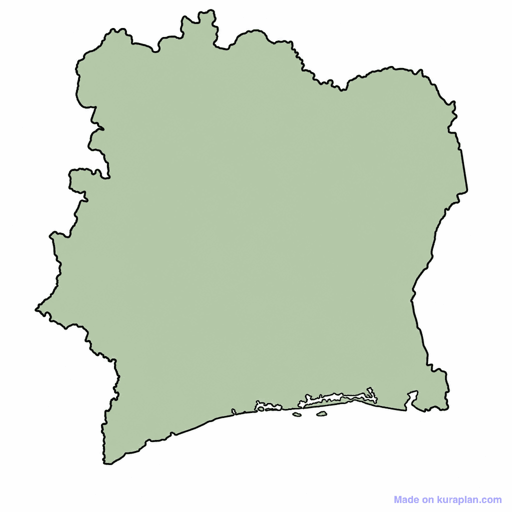 Côte d'Ivoire (Ivory Coast) Map Outline