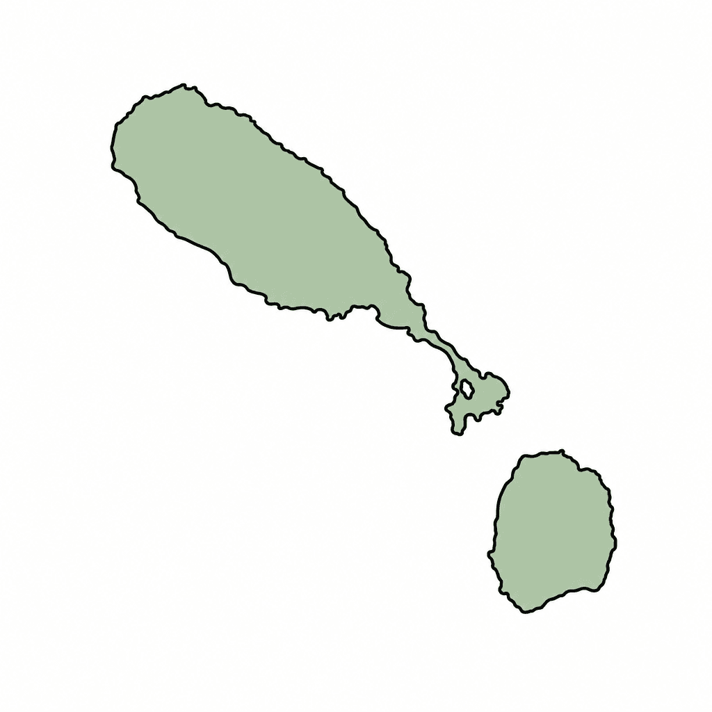 Saint Kitts and Nevis Map Outline