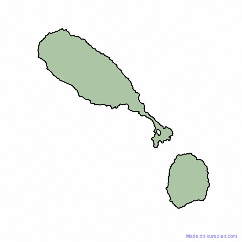 Saint Kitts and Nevis Map Outline